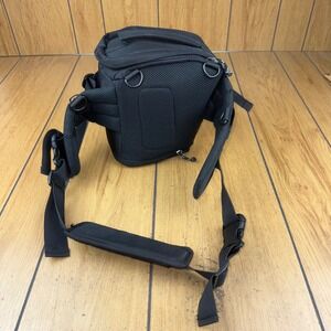 Cotton Camera Bag Black Adjustable Strap Padded Compartment Organizer